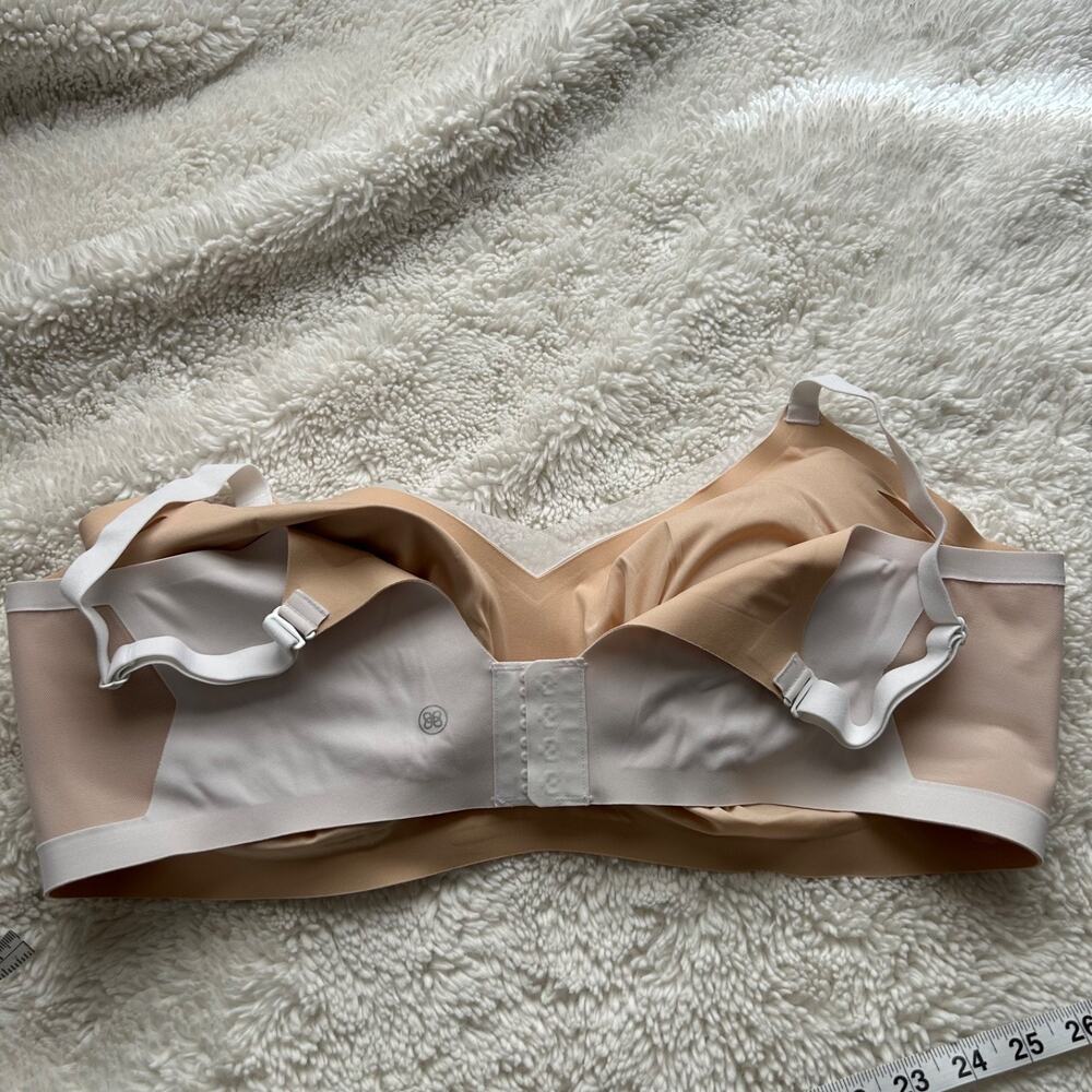 Honey Love Crossover Wireless Seamless Bra Womens Sz 3XL White Comfort Casual - Picture 4 of 5